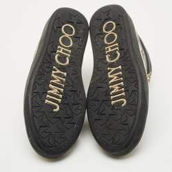 Pre Owned Jimmy Choo Black Leather Bells Mid Top Sneakers Size 38