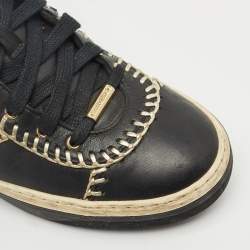 Pre Owned Jimmy Choo Black Leather Bells Mid Top Sneakers Size 38