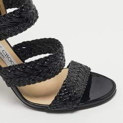 Pre Owned Jimmy Choo Black Patent and Leather Lima Gladiator Sandals Size 37