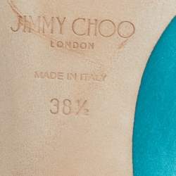 Pre Owned Jimmy Choo Tiffany Blue Satin Bing Mules Size 38.5