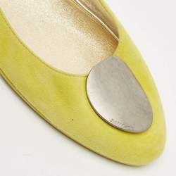 Pre Owned Jimmy Choo Neon Green Suede Wray Ballet Flats Size 41