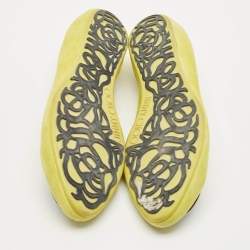 Pre Owned Jimmy Choo Neon Green Suede Wray Ballet Flats Size 41