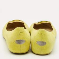 Pre Owned Jimmy Choo Neon Green Suede Wray Ballet Flats Size 41