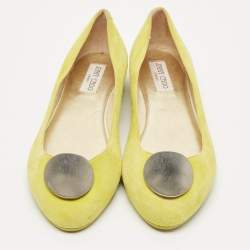 Pre Owned Jimmy Choo Neon Green Suede Wray Ballet Flats Size 41