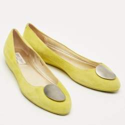 Pre Owned Jimmy Choo Neon Green Suede Wray Ballet Flats Size 41