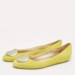Pre Owned Jimmy Choo Neon Green Suede Wray Ballet Flats Size 41