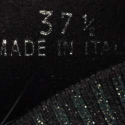 Pre Owned Jimmy Choo Green Knit Fabric and Mink Fur Norway Slip On Sneakers Size 37.5