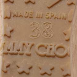 Pre Owned Jimmy Choo Black Patent Papina Open Toe Cork Wedge Pumps Size 38