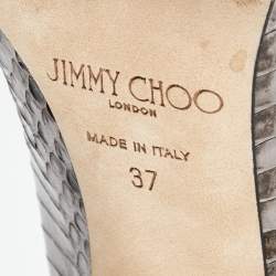 Pre Owned Jimmy Choo Grey Elaphe Leather Anouk Pumps Size 37
