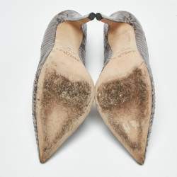 Pre Owned Jimmy Choo Grey Elaphe Leather Anouk Pumps Size 37