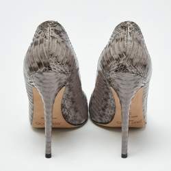 Pre Owned Jimmy Choo Grey Elaphe Leather Anouk Pumps Size 37