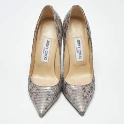 Pre Owned Jimmy Choo Grey Elaphe Leather Anouk Pumps Size 37