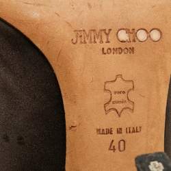 Pre Owned Jimmy Choo Dark Brown Satin Embellished Pointed Toe Pumps Size 40