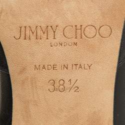 Pre Owned حذاء كعب عالي جيمي تشو كعب خلفي راي جلد أسود مقاس 38.5