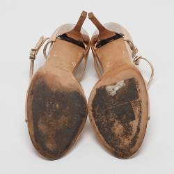 Pre Owned Jimmy Choo Gold  Leather Lance  Ankle Strap Sandals Size 41