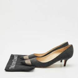 Pre Owned Jimmy Choo Black/Silver Glitter Suede Pointed Toe Pumps Size 38