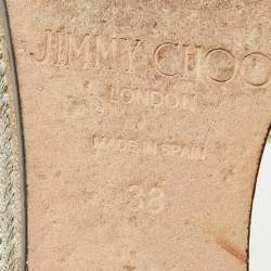 Pre Owned Jimmy Choo Gold Leather Wedge Espadrille Slide Sandals Size 38