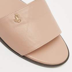 Pre Owned Jimmy Choo Dusty Pink Leather Minea Flat Slide Sandals Size 40