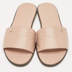 Pre Owned Jimmy Choo Dusty Pink Leather Minea Flat Slide Sandals Size 40