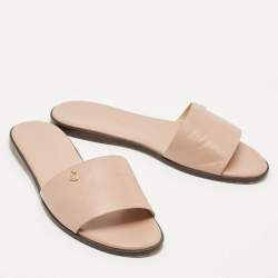 Pre Owned Jimmy Choo Dusty Pink Leather Minea Flat Slide Sandals Size 40