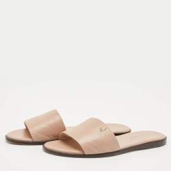 Pre Owned Jimmy Choo Dusty Pink Leather Minea Flat Slide Sandals Size 40