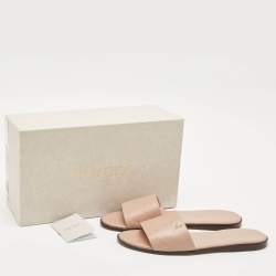 Pre Owned Jimmy Choo Dusty Pink Leather Minea Flat Slide Sandals Size 40