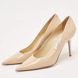 Pre Owned Jimmy Choo Beige Patent Leather Romy Pointed Toe Pumps Size 38