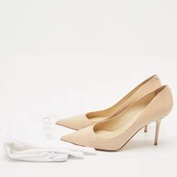 Pre Owned Jimmy Choo Beige Patent Leather Romy Pointed Toe Pumps Size 38