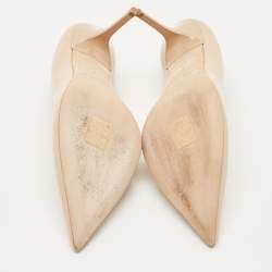 Pre Owned Jimmy Choo Beige Patent Leather Romy Pointed Toe Pumps Size 38