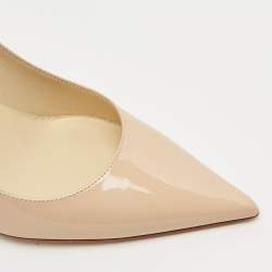 Pre Owned Jimmy Choo Beige Patent Leather Romy Pointed Toe Pumps Size 38