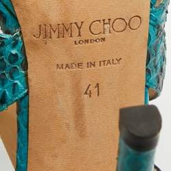 Pre Owned Jimmy Choo Blue Python Collar Platform Sandals Size 41