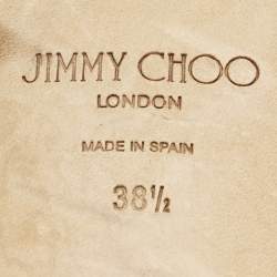 Pre Owned Jimmy Choo Gold Patent Leather Nanda Flat Slides Size 38.5