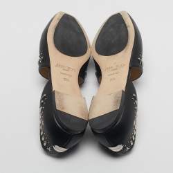 Pre Owned Jimmy Choo Black Leather Globe Studded Ballet Flats Size 38.5