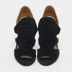 Pre Owned Jimmy Choo Black/Metallic Leather and Suede Toysen D'orsay Pumps Size 38