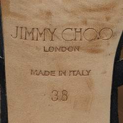 Pre Owned Jimmy Choo Black/Metallic Leather and Suede Toysen D'orsay Pumps Size 38