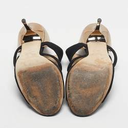 Pre Owned Jimmy Choo Black/Metallic Leather and Suede Toysen D'orsay Pumps Size 38