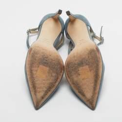 Pre Owned Jimmy Choo Light Blue Suede Lancer Pumps Size 38.5