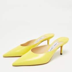 Pre Owned Jimmy Choo Yellow Leather Rav Mules Size 39