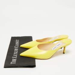 Pre Owned Jimmy Choo Yellow Leather Rav Mules Size 39