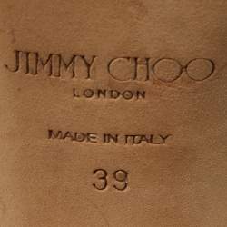 Pre Owned Jimmy Choo Silver PVC Crystal Embellished Mule Sandals Size 39