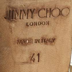 Pre Owned Jimmy Choo White Mesh and Patent Leather Fetto Slingback Pumps Size 41