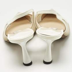 Pre Owned Jimmy Choo White Mesh and Patent Leather Fetto Slingback Pumps Size 41