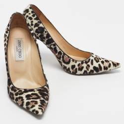 Pre Owned Jimmy Choo Brown/Cream Calf Hair Anouk Pumps Size 38.5