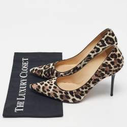 Pre Owned Jimmy Choo Brown/Cream Calf Hair Anouk Pumps Size 38.5