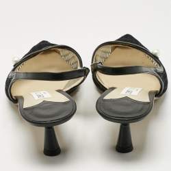 Pre Owned Jimmy Choo Black Mesh and Leather Fetto Slingback Pumps Size 41