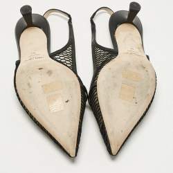 Pre Owned Jimmy Choo Black Mesh and Leather Fetto Slingback Pumps Size 41