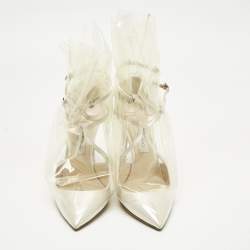 Pre Owned Jimmy Choo X Off White Transparent/White PVC and Satin Claire Pumps Size 41