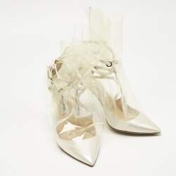Pre Owned Jimmy Choo X Off White Transparent/White PVC and Satin Claire Pumps Size 41