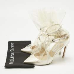 Pre Owned Jimmy Choo X Off White Transparent/White PVC and Satin Claire Pumps Size 41