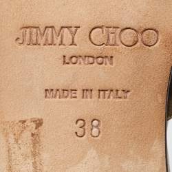 Pre Owned Jimmy Choo Metallic Gold Leather Open Toe Slide Sandals Size 38